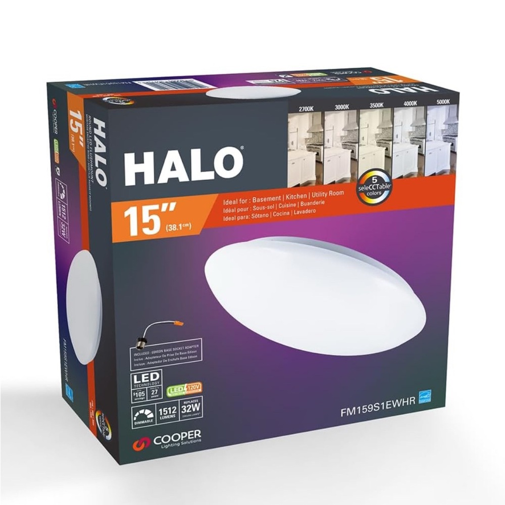 Halo White LED Ceiling Fixture New